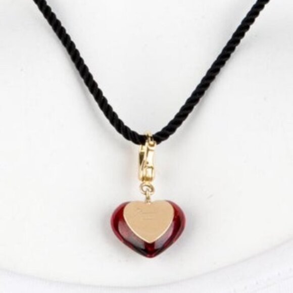 BACCARAT 18K 750 YELLOW GOLD CHARM CRYSTAL HEART PENDANT NECKLACE - Picture 9 of 9